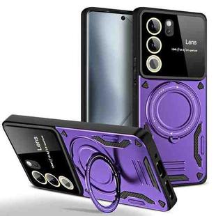 For vivo V29 Large Window MagSafe Holder Phone Case(Purple)