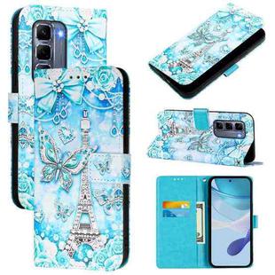 For Infinix Hot 50 Pro+ 4G Colored Drawing Pattern Plain Weave Leather Phone Case(Tower Butterfly)