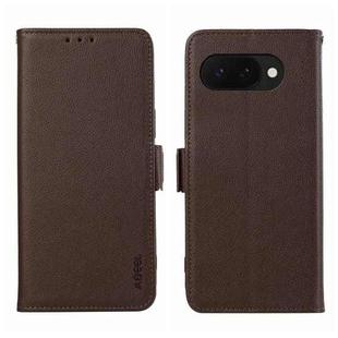 For Google Pixel 9a ABEEL Side-Magnetic Litchi Pattern Leather RFID Phone Case(Brown)