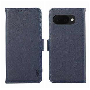 For Google Pixel 9a ABEEL Side-Magnetic Litchi Pattern Leather RFID Phone Case(Blue)