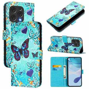 For Doogee N55 Plus Colored Drawing Pattern Plain Weave Leather Phone Case(Love Butterfly)