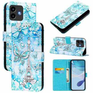 For Cubot Note 40 Colored Drawing Pattern Plain Weave Leather Phone Case(Tower Butterfly)