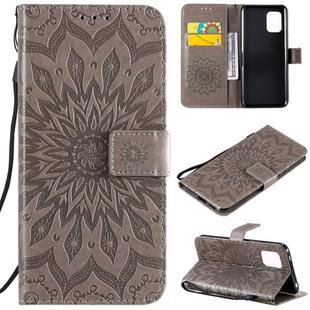 For Xiaomi Mi 10 Lite 5G Sun Embossing Pattern Horizontal Flip Leather Case with Card Slot & Holder & Wallet & Lanyard(Grey)