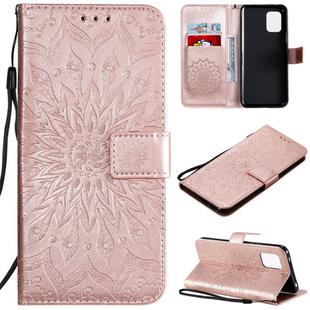 For Xiaomi Mi 10 Lite 5G Sun Embossing Pattern Horizontal Flip Leather Case with Card Slot & Holder & Wallet & Lanyard(Rose Gold)