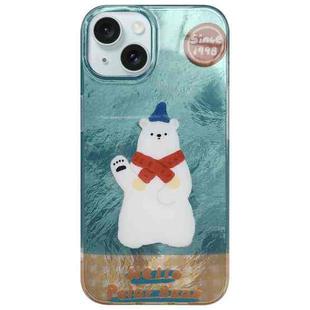 For iPhone 15 Colorful PC Hybrid TPU Phone Case with Lanyard(Polar Bear)