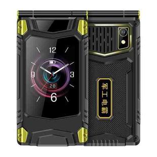 M7+ 4G Dual Screen Flip Elder Rugged Phone, 2.8 inch Inner, 2.4 inch Outer, 6800mAh Battery, 24 Keys, Flashlight, Network: 4G, Dual SIM, SOS, Plug:EU Plug(Black)