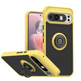 For Google Pixel 9 Pro XL Q Shadow 1 Series TPU + PC Phone Case with Ring(Yellow)