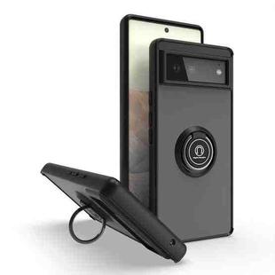 For Google Pixel 6 Q Shadow 1 Series TPU + PC Phone Case with Ring(Black+Black)