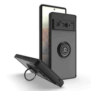 For Google Pixel 6 Pro Q Shadow 1 Series TPU + PC Phone Case with Ring(Black+Black)
