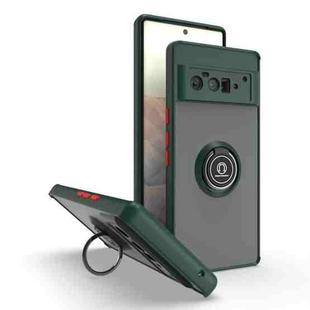 For Google Pixel 6 Pro Q Shadow 1 Series TPU + PC Phone Case with Ring(Dark Green)