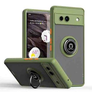 For Google Pixel 7a Q Shadow 1 Series TPU + PC Phone Case with Ring(Green)