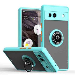 For Google Pixel 7a Q Shadow 1 Series TPU + PC Phone Case with Ring(Sky Blue)