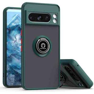 For Google Pixel 8 Pro Q Shadow 1 Series TPU + PC Phone Case with Ring(Dark Green)