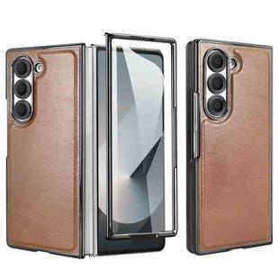 For Samsung Galaxy Z Fold5 VIETAO Integrated MagSafe PU Phone Case(Brown)