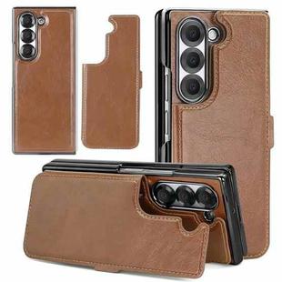 For Samsung Galaxy Z Fold6 VIETAO Integrated RFID MagSafe Detachable PU Phone Case(Brown)