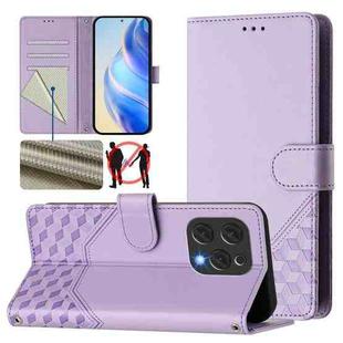 For Doogee N55 Plus Honeycomb Embossing RFID Leather Phone Case(Light Purple)