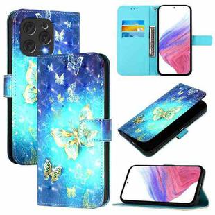 For Doogee N55 Plus 3D Painting Horizontal Flip Leather Phone Case(Golden Butterfly)