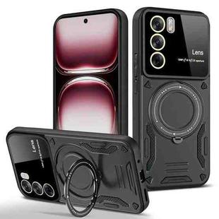 For OPPO Reno12 Global Large Window MagSafe Holder Phone Case(Black)