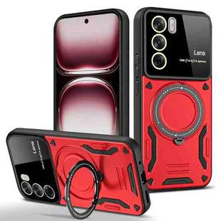 For OPPO Reno12 Global Large Window MagSafe Holder Phone Case(Red)