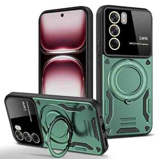 For OPPO Reno12 Global Large Window MagSafe Holder Phone Case(Green)