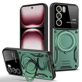 For OPPO Reno12 Pro Global Large Window MagSafe Holder Phone Case(Green)
