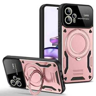 For Motorola Moto G13 Large Window MagSafe Holder Phone Case(Rose Gold)