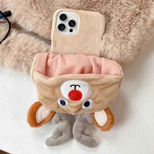 For iPhone 15 Pro Reindeer Hat Plush Full Coverage Phone Case