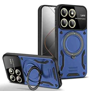 For Xiaomi 14 Pro Large Window MagSafe Holder Phone Case(Blue)