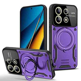 For Xiaomi Poco X6 5G Large Window MagSafe Holder Phone Case(Purple)