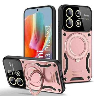 For Redmi Note 13 Pro 5G Global Large Window MagSafe Holder Phone Case(Rose Gold)