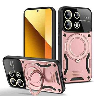 For Redmi Note 13 5G Global Large Window MagSafe Holder Phone Case(Rose Gold)