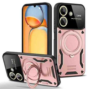 For Redmi 13C 4G Large Window MagSafe Holder Phone Case(Rose Gold)