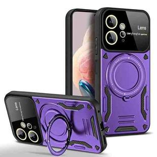 For Redmi Note 12 4G Global Large Window MagSafe Holder Phone Case(Purple)