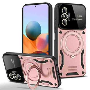 For Redmi Note 10 Pro 4G Global Large Window MagSafe Holder Phone Case(Rose Gold)