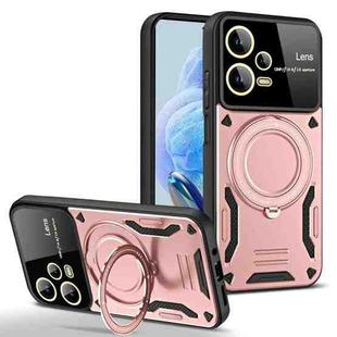 For Redmi Note 12 Pro 5G Global Large Window MagSafe Holder Phone Case(Rose Gold)