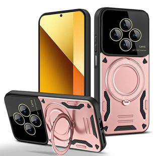 For Redmi 14C 4G Large Window MagSafe Holder Phone Case(Rose Gold)
