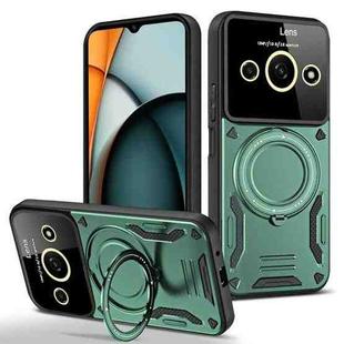 For Redmi A3 4G Large Window MagSafe Holder Phone Case(Green)