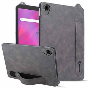 For Lenovo Tab M8 HD / FHD TPU Leather Back Tablet Case with Wristband(Grey)