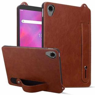 For Lenovo Tab M8 HD / FHD TPU Leather Back Tablet Case with Wristband(Brown)