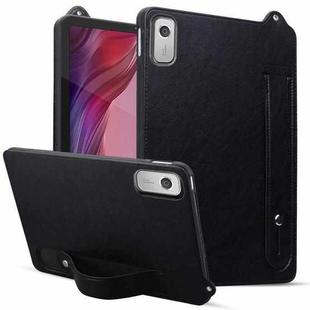 For Lenovo Tab M9 TPU Leather Back Tablet Case with Wristband(Black)