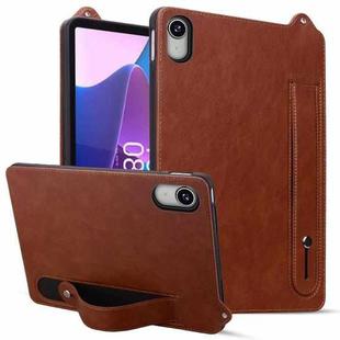 For Lenovo Tab P11 TB-J606F TPU Leather Back Tablet Case with Wristband(Brown)