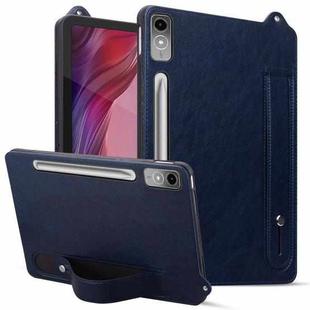 For Lenovo Tab P12 2023 TPU Leather Back Tablet Case with Wristband(Dark Blue)