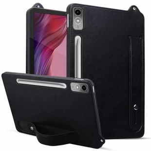 For Lenovo Tab P12 2023 TPU Leather Back Tablet Case with Wristband(Black)