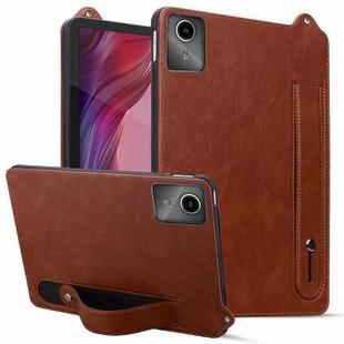 For Lenovo Tab M11 / Xiaoxin Pad 2024 TPU Leather Back Tablet Case with Wristband(Brown)