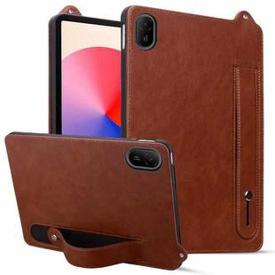 For Huawei MatePad SE 11 2024 TPU Leather Back Tablet Case with Wristband(Brown)