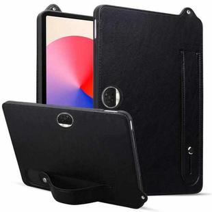For Honor MagicPad 2 12.3 2024 TPU Leather Back Tablet Case with Wristband(Black)
