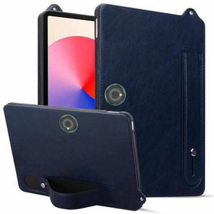 For OnePlus Pad / OPPO Pad 2 TPU Leather Back Tablet Case with Wristband(Dark Blue)