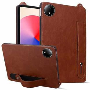 For Xiaomi Redmi Pad SE 8.7 2024 TPU Leather Back Tablet Case with Wristband(Brown)