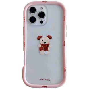 For iPhone 16 Pro Max Christmas Pattern Colorful PC Frame TPU Clear Phone Case(Cute Puppy)