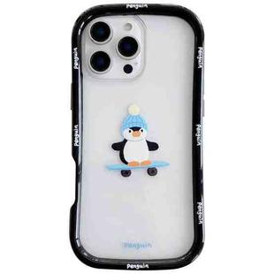 For iPhone 16 Pro Christmas Pattern Colorful PC Frame TPU Clear Phone Case(Penguin)